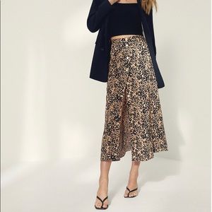 Wilfred Amelie button front print skirt, size 10, Almond/Black.